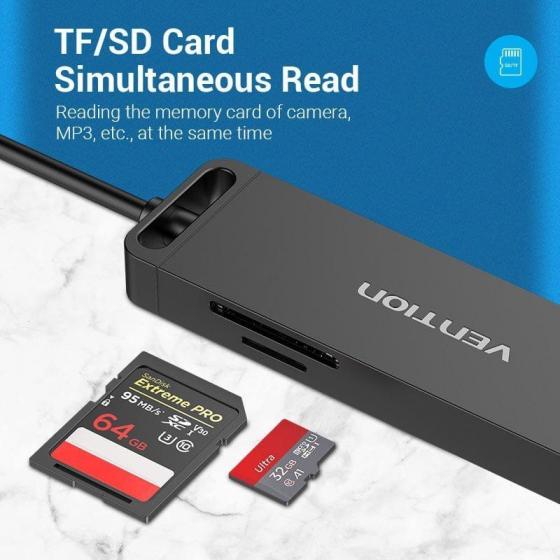 Hub USB 3.0 Vention CHVBB/ 3xUSB/ 1xMicroUSB PD/ 1xLector Tarjetas