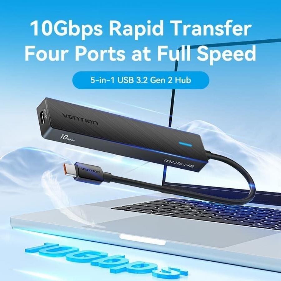 Hub USB Tipo-C 3.2 Vention CHYBB/ 2xUSB Tipo-C 3.2/ 2xUSB 3.2/ 1xUSB Tipo-C