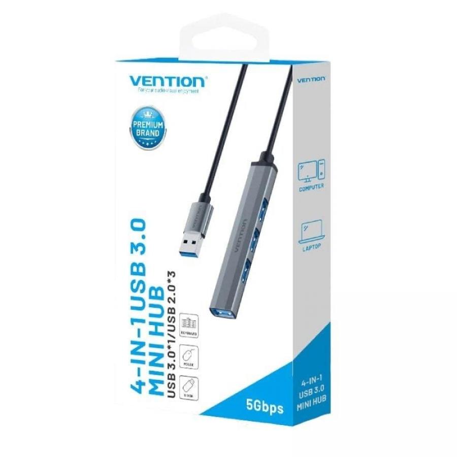 Hub USB 3.0 Vention CKOHB/ 4xUSB/ Gris