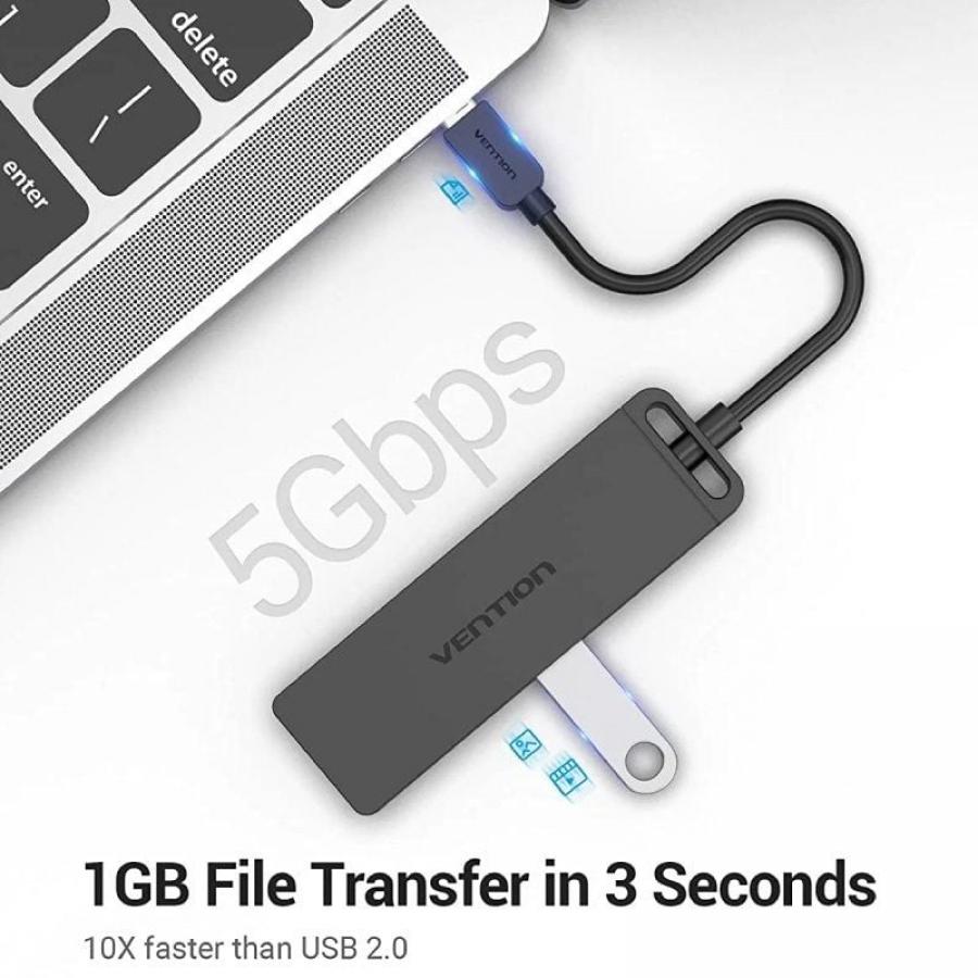 Hub USB Tipo-C Vention TGKBB/ 4xUSB/ 1xMicroUSB PD