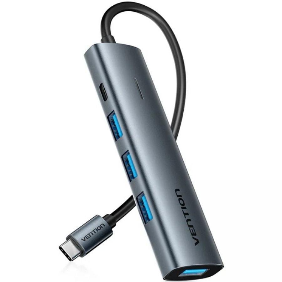 Hub USB Tipo-C 3.0 Vention TGZHB/ 3xUSB/ 1xUSB Tipo-C PD/ Gris