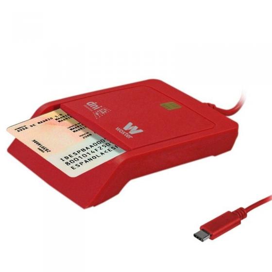 Lector de DNI y Tarjetas Woxter PE26-199/ USB Tipo-C/ Rojo