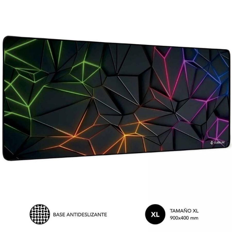 Alfombrilla Subblim Neon Obsidian XL/ 900 x 400 x 3 mm