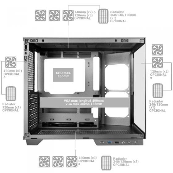 Caja Gaming Semitorre Mars Gaming MC-MIRAGE/ Blanca