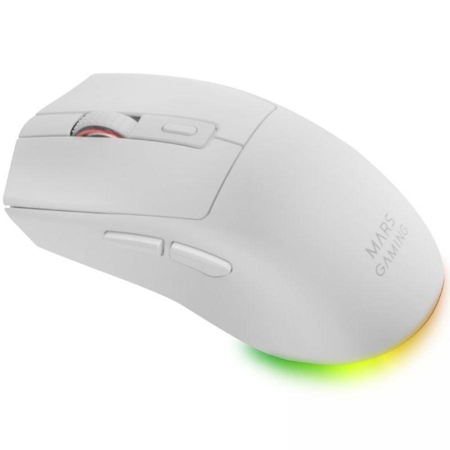 Ratón Gaming Inalámbrico Mars Gaming MM-T3/ Batería recargable/ Hasta 14400 DPI/ Blanco