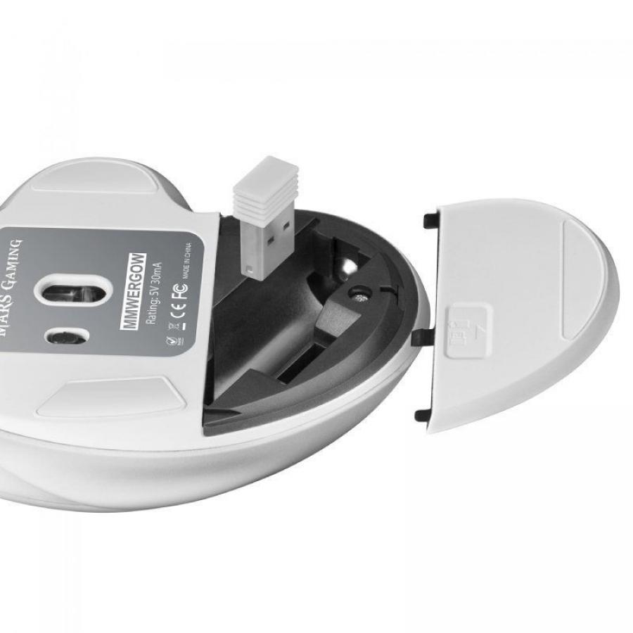 Ratón Gaming Inalámbrico Mars Gaming MMWERGO/ Hasta 3200 DPI/ Blanco