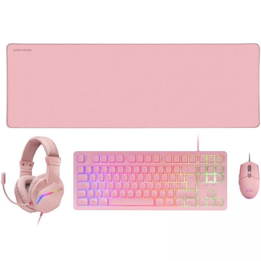 Pack Gaming Mars Gaming MCP-RGB3P/ Teclado RGB + Ratón Óptico + Alfombrilla XXL + Auriculares