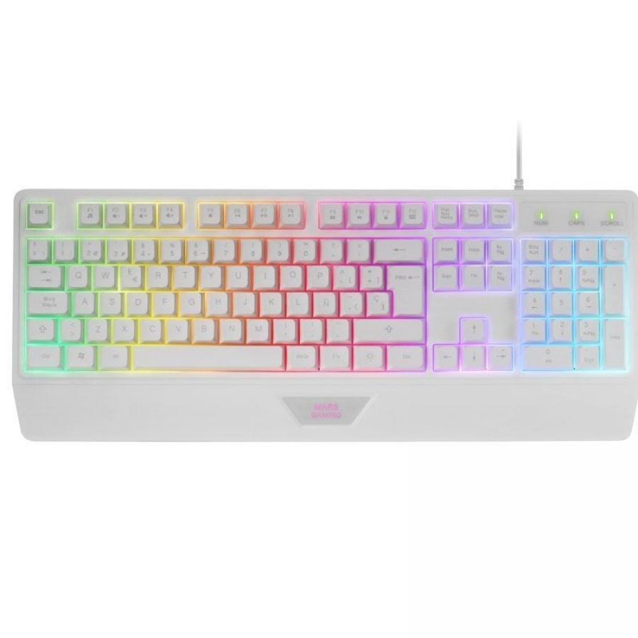 Pack Gaming Mars Gaming MCP124/ Teclado H-MECH + Ratón Óptico + Alfombrilla/ Blanco