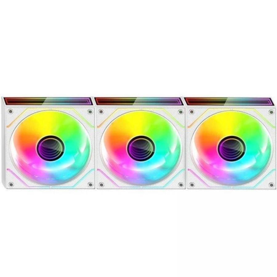 Pack 3 Ventiladores Mars Gaming MF-3DPROKIT/ 12cm + HUB + Mando a Distancia/ ARGB/ Blanco