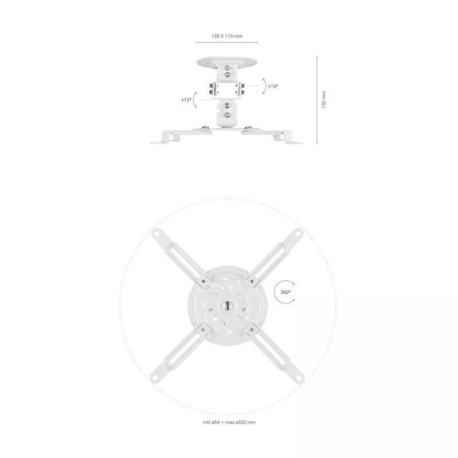 Soporte de Techo/ Pared para Proyector Aisens CP03TSR-129/ Giratorio/ Inclinable/ hasta 13.5kg