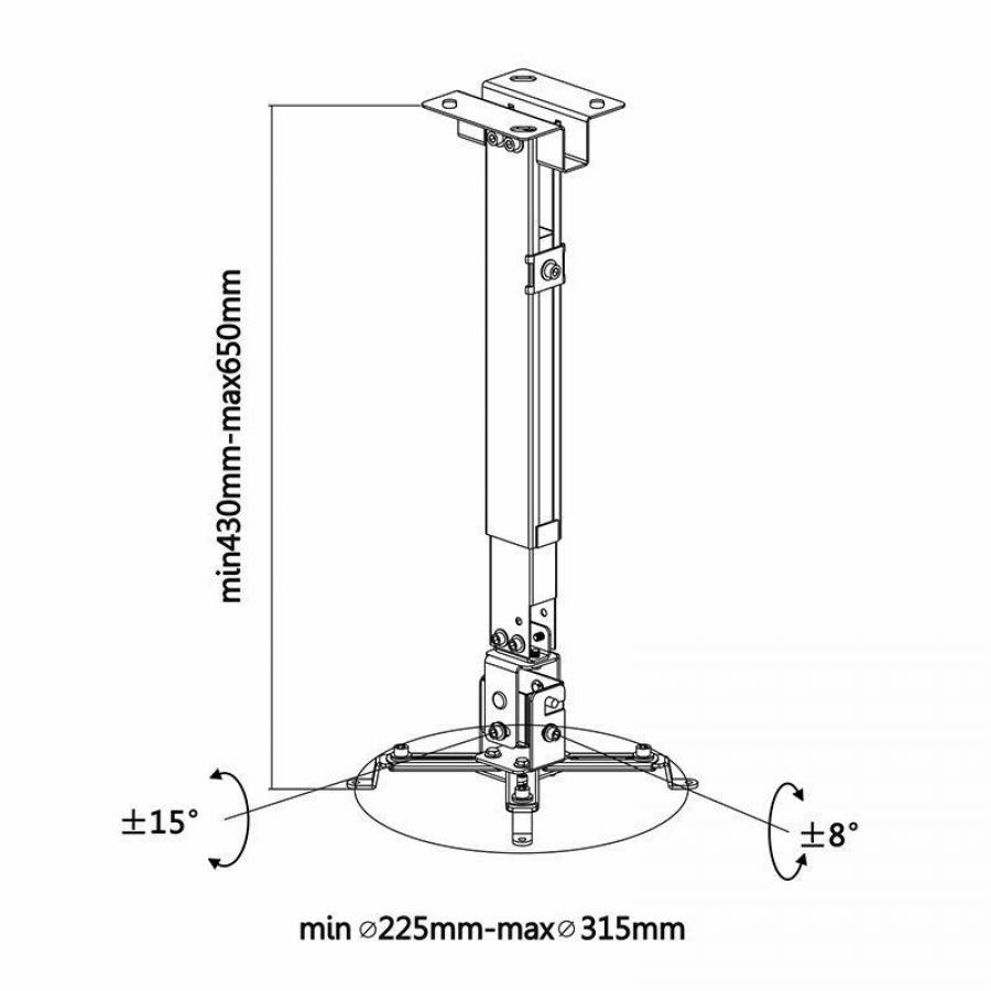 Soporte de Techo/ Pared para Proyector Aisens CWP01TSE-049/ Inclinable/ Extensible/ hasta 20kg