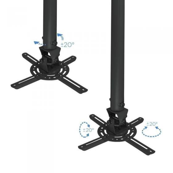 Soporte de Techo para Proyector TooQ PJ3030TN-B/ Inclinable/ Giratorio/ Nivelable/ hasta 20kg