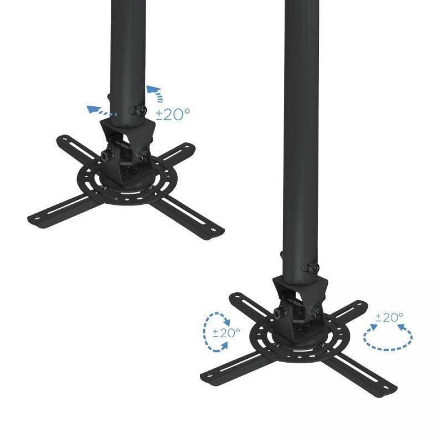 Soporte de Techo para Proyector TooQ PJ3030TN-B/ Inclinable/ Giratorio/ Nivelable/ hasta 20kg