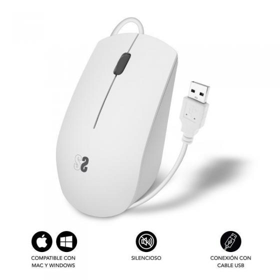 Ratón Subblim Business Silencioso/ Hasta 1200 DPI/ Blanco