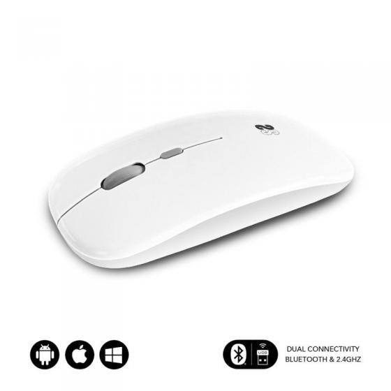 Ratón Inalámbrico por Bluetooth Subblim Dual Flat Batería recargable Hasta 1600 DPI Blanco