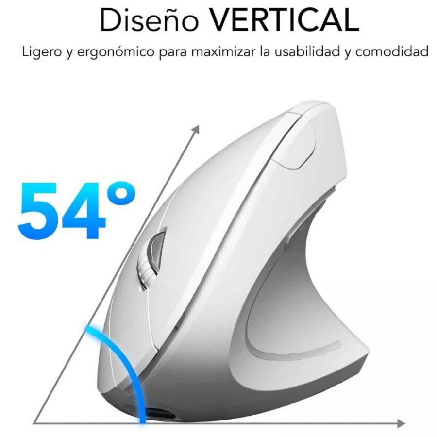 Ratón Vertical Inalámbrico por Bluetooth/ 2.4GHz Subblim Glide Vertical Ergo Dual Battery/ Batería Recargable/ Hasta 1600 DPI/ B