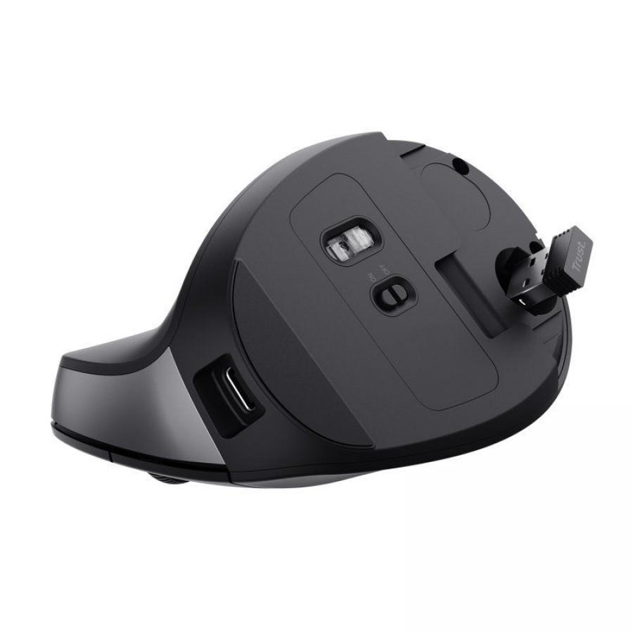Ratón Vertical Inalámbrico Trust Bayo II/ Batería recargable/ Hasta 2400 DPI