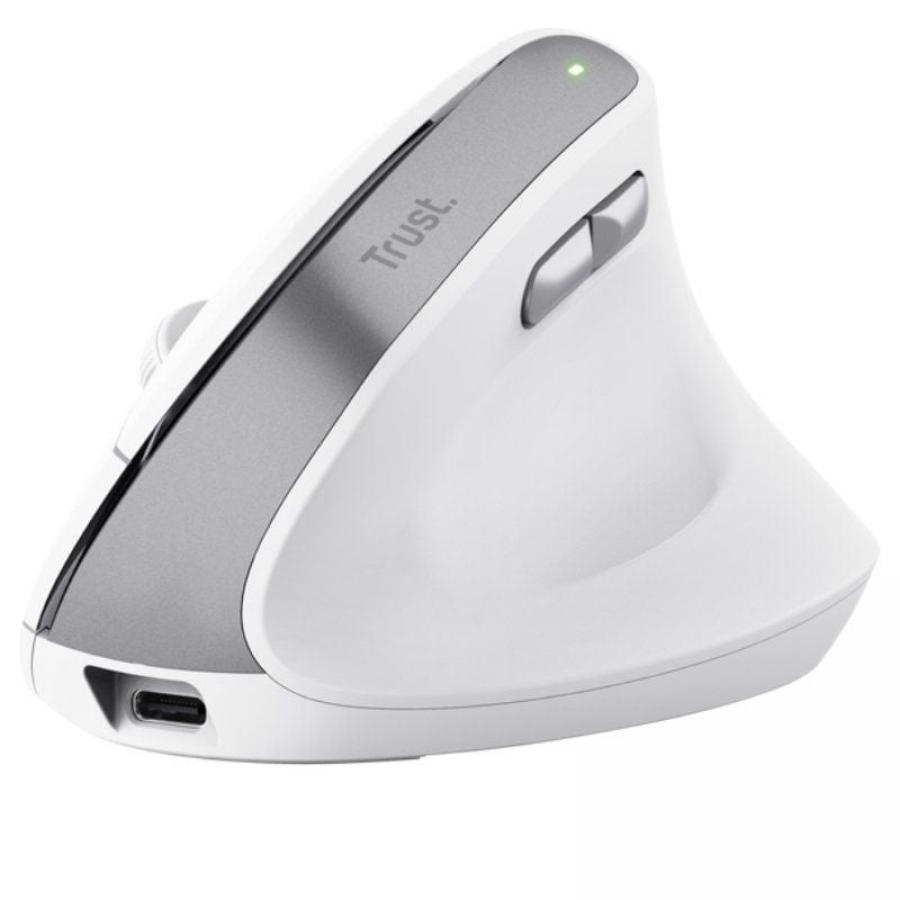 Ratón Vertical Inalámbrico Trust Bayo II/ Batería recargable/ Hasta 2400 DPI/ Blanco
