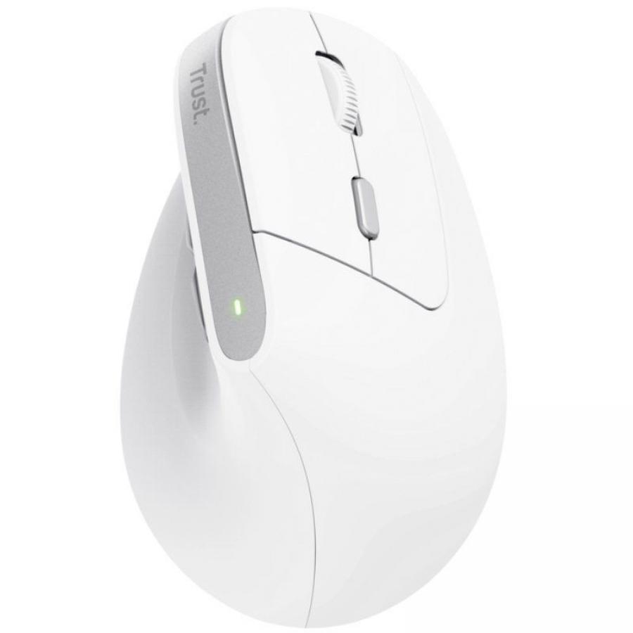 Ratón Vertical Inalámbrico Trust Bayo II/ Batería recargable/ Hasta 2400 DPI/ Blanco