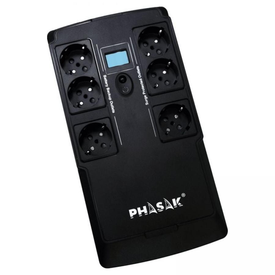 SAI Línea Interactiva Phasak Kryptos 800 VA/ 480W/ 6 Salidas/ Formato Bloque