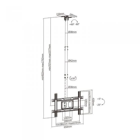 Soporte de Techo Giratorio/ Inclinable/ Extensible Aisens CT80TSE-075 para TV de 37-80'/ hasta 50kg