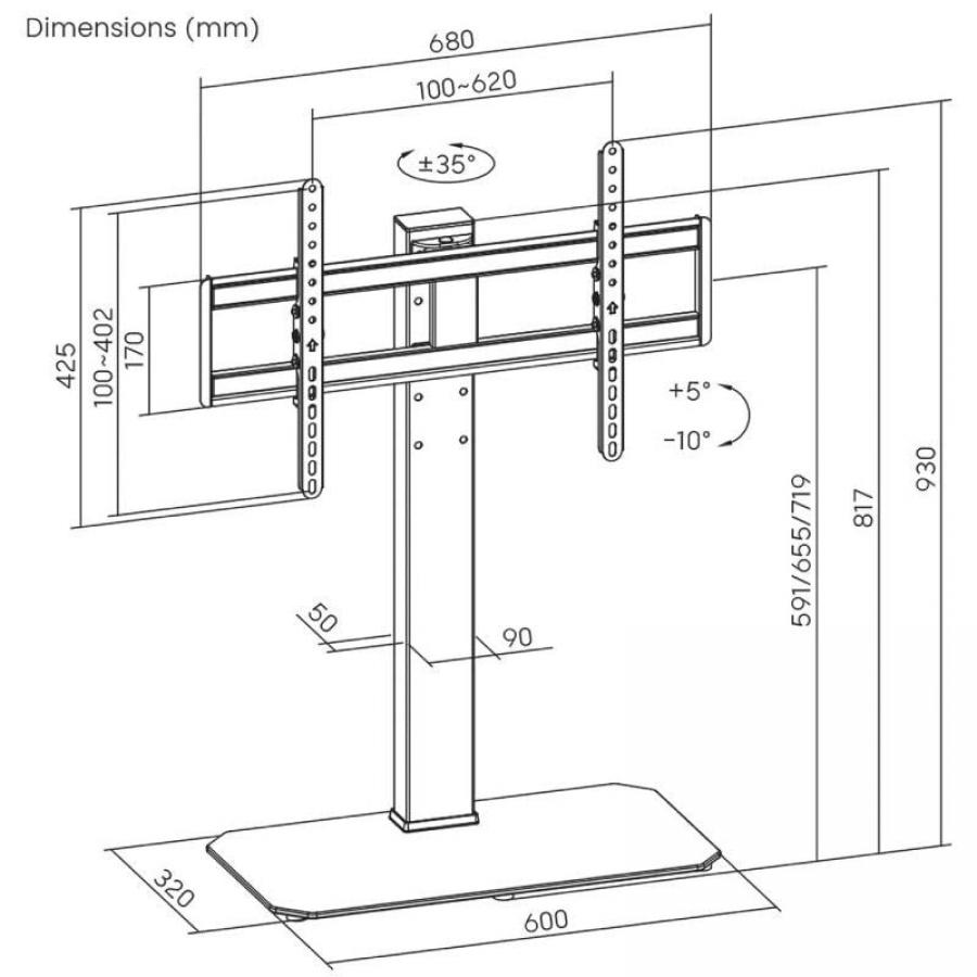 Soporte de Mesa Inclinable/ Giratorio Aisens DT86TS-291 para TV de 43-86'