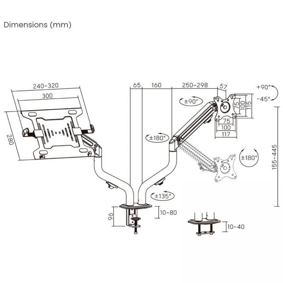Soporte de Mesa Orientable/ Inclinable DTL32TSR-195 para TV y Portátil de 17-32'