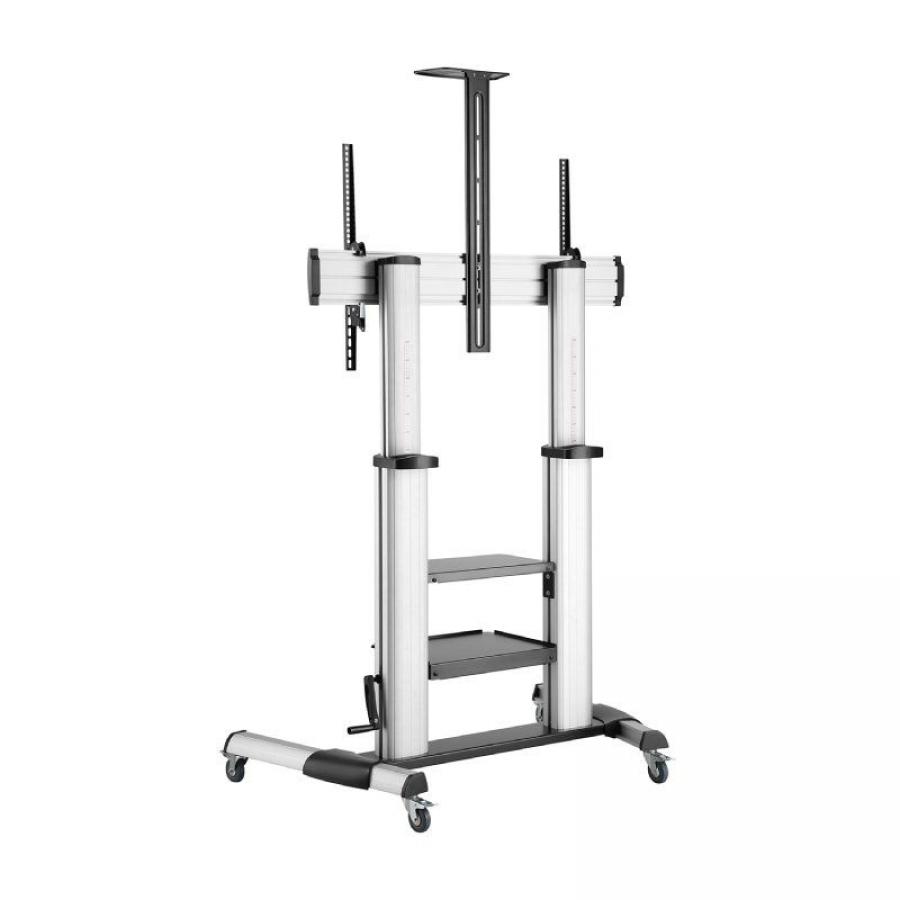 Soporte de Suelo Inclinable con Ruedas y Manivela Aisens FT100TE-125 para TV 60-100'/ hasta 100kg