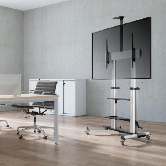 Soporte de Suelo Inclinable con Ruedas y Manivela Aisens FT100TE-125 para TV 60-100'/ hasta 100kg