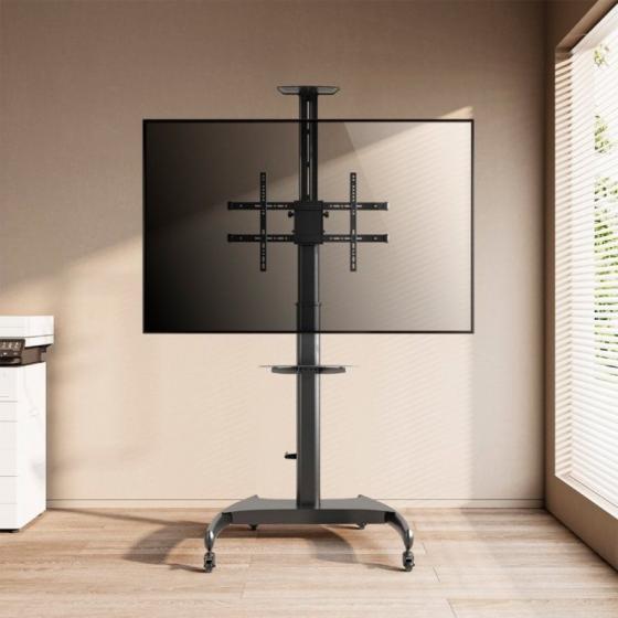 Soporte de Suelo Inclinable/ Giratorio con Ruedas y Manivela Aisens FT70TE-169 para TV 37-70'/ hasta 50kg