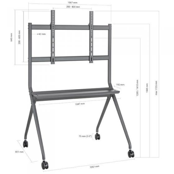 Soporte de Suelo con Ruedas Aisens FT86FE-143 para TV o Pantalla Interactiva 50'-86'/ hasta 120kg
