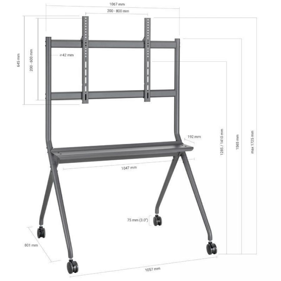 Soporte de Suelo con Ruedas Aisens FT86FE-143 para TV o Pantalla Interactiva 50'-86'/ hasta 120kg