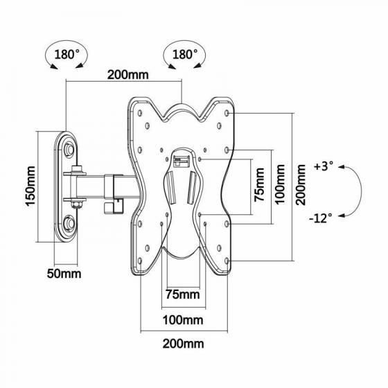 Soporte de Pared Extensible/ Inclinable/ Giratorio Aisens WT42TSE-007 para TV de 23-42'/ hasta 25kg