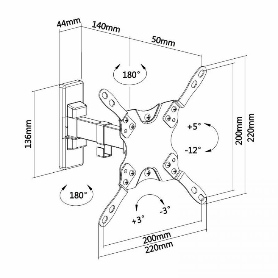 Soporte de Pared Extensible/ Giratorio/ Inclinable/ Nivelable Aisens WT42TSLE-009 para TV de 13-42'/ hasta 20kg