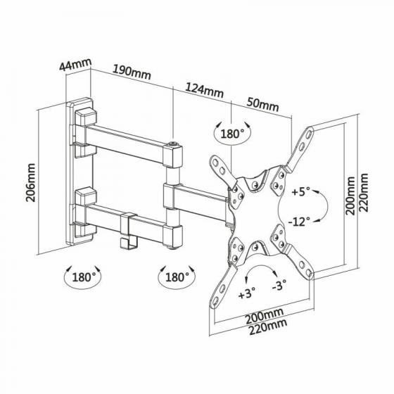 Soporte de Pared Extensible/ Giratorio/ Inclinable/ Nivelable Aisens WT42TSLE-011 para TV de 13-42'/ hasta 20kg