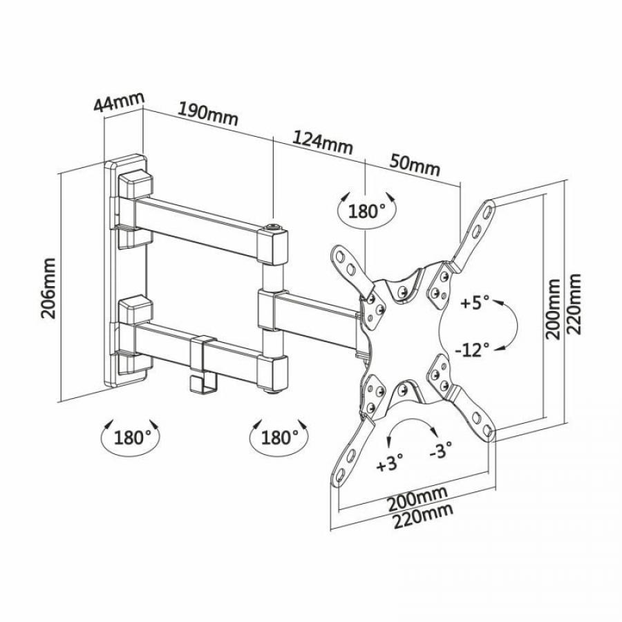 Soporte de Pared Extensible/ Giratorio/ Inclinable/ Nivelable Aisens WT42TSLE-011 para TV de 13-42'/ hasta 20kg