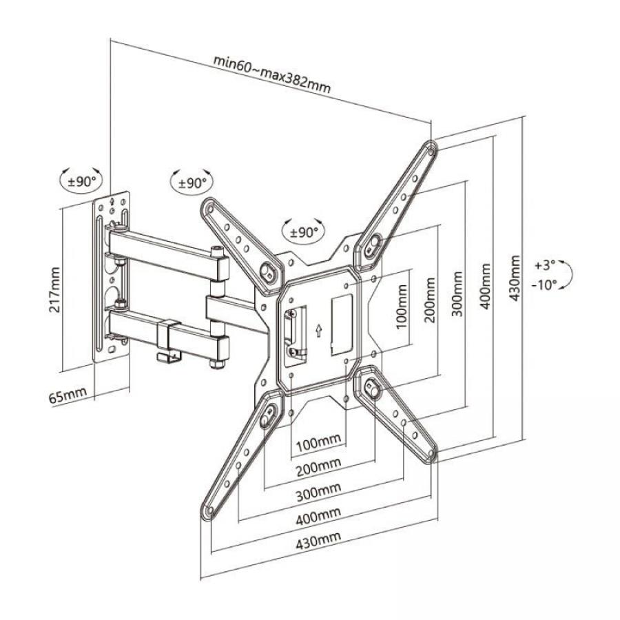 Soporte de Pared Giratorio/ Inclinable/ Aisens WT55TSE-153 para TV de 23-55'/ hasta 30kg