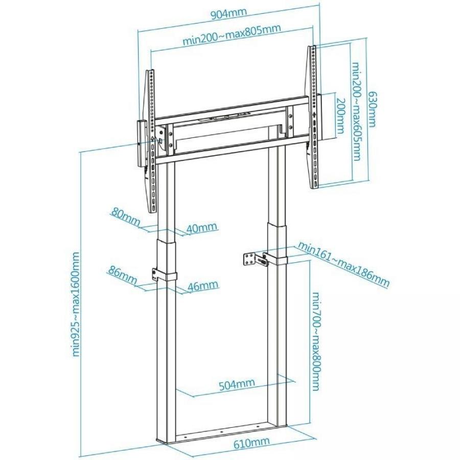 Soporte de Pared Fijo/ Suelo TooQ HIPERIÓN FS2280M-B para TV de 55-100'/ hasta 120kg