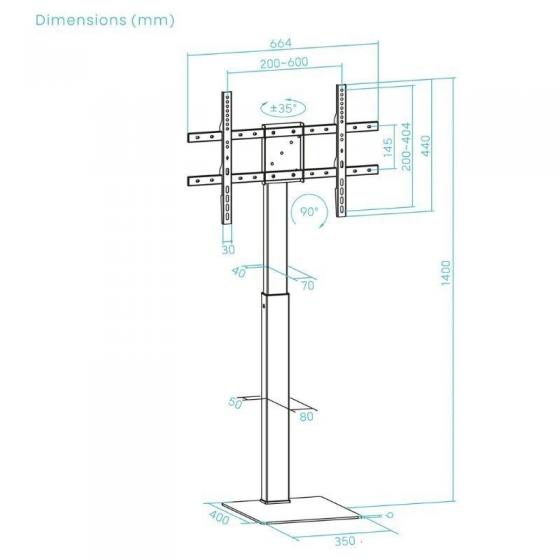 Soporte de Suelo Giratorio/Rotable TooQ FS2286M-B para TV 37-70'/ hasta 40kg