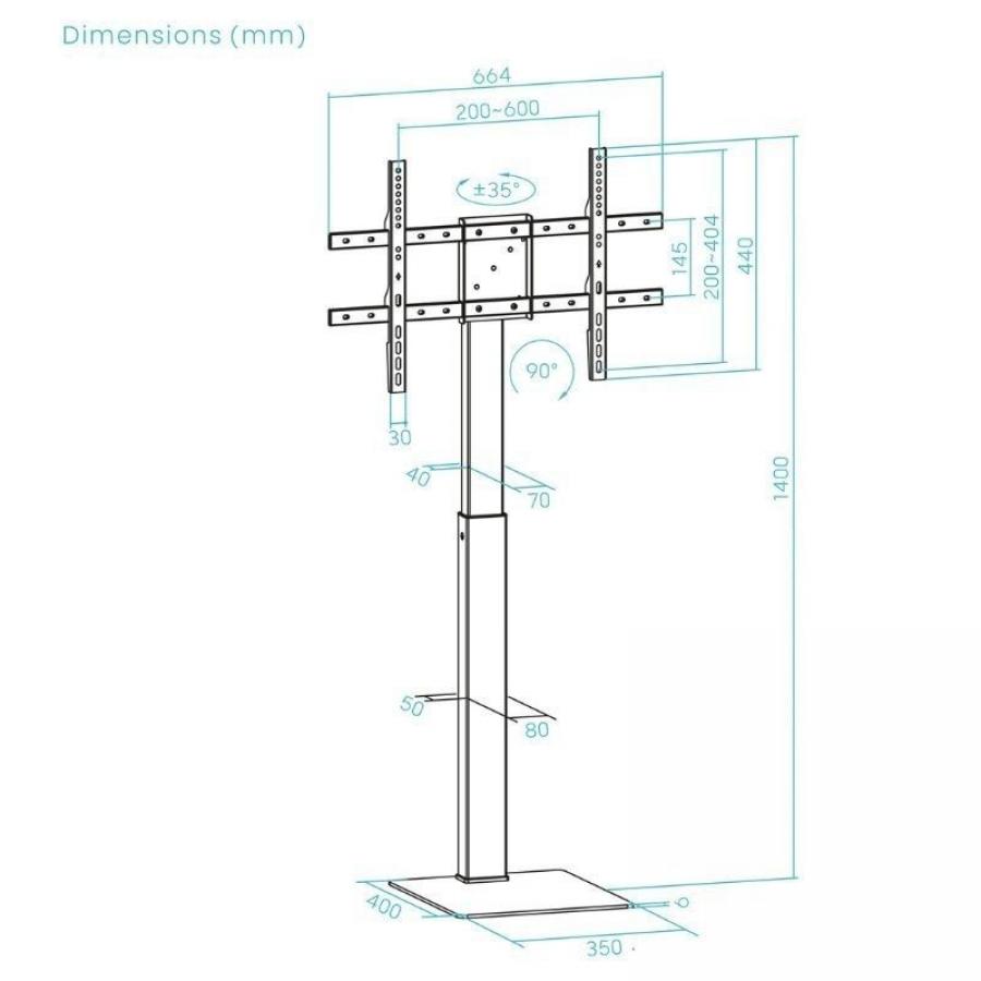 Soporte de Suelo Giratorio/Rotable TooQ FS2286M-B para TV 37-70'/ hasta 40kg
