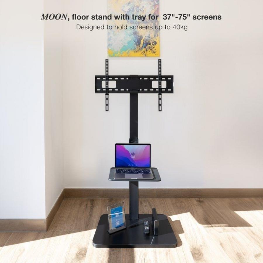 Soporte de Suelo Inclinable/ Ajustable TooQ MOON FS2287M-B para TV de 37-75'/ hasta 40kg