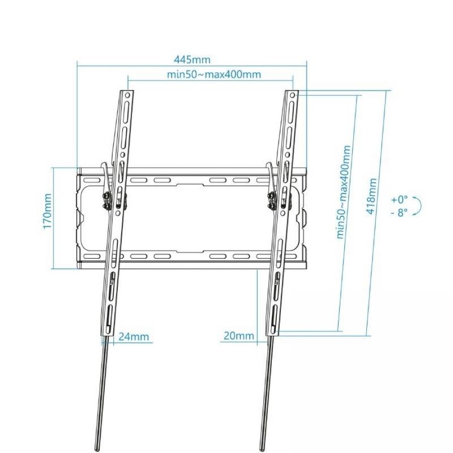 Soporte de Pared Fijo / Inclinable TooQ LP1071T-B para TV de 32-70'/ hasta 45kg