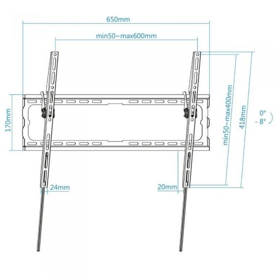 Soporte de Pared Fijo/ Inclinable TooQ LP1081T-B para TV de 37-80'/ hasta 45kg