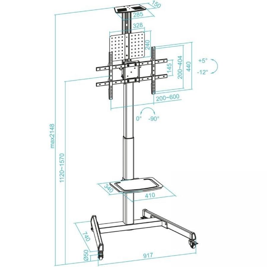 Soporte de Suelo Inclinable con Ruedas TooQ FS1184M-B para TV de 35-70'/ hasta 70kg