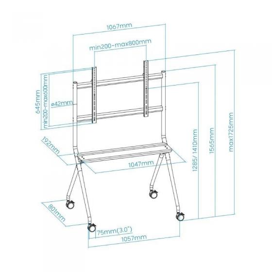 Soporte de Suelo con Ruedas TooQ FS20205M-B para TV de 50-86'/ hasta 120kg