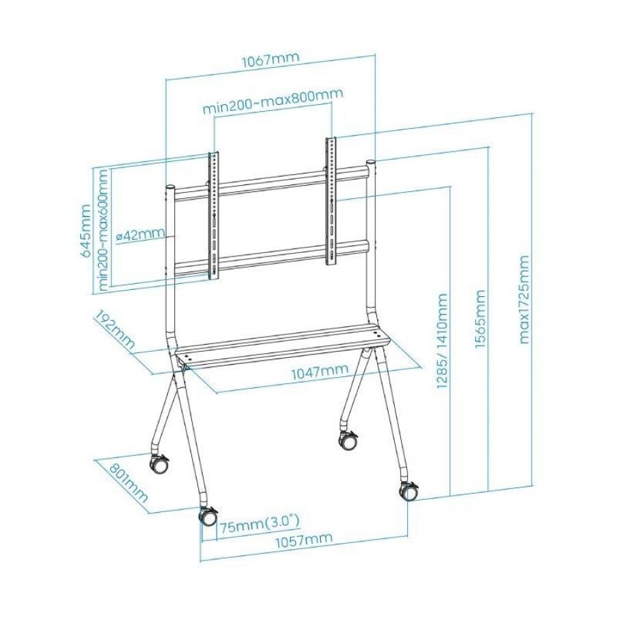 Soporte de Suelo con Ruedas TooQ FS20205M-B para TV de 50-86'/ hasta 120kg