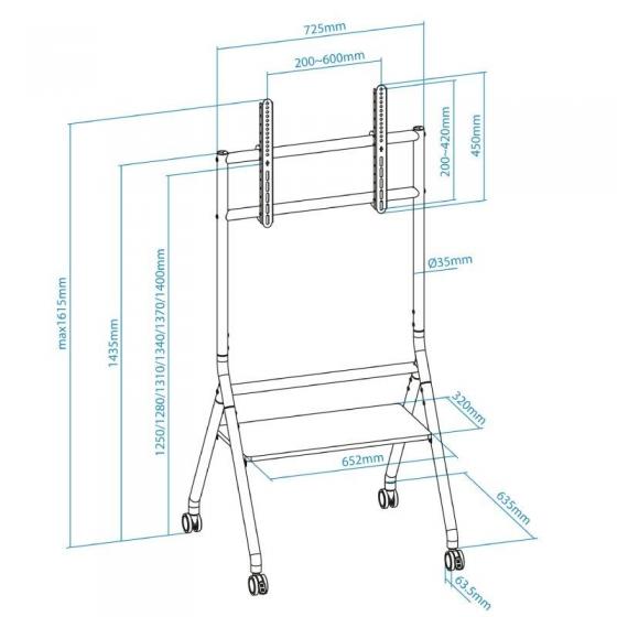 Soporte de Suelo con Ruedas Nivelable TooQ iDREAMS FS20206M-B para TV de 37-86'/ hasta 80kg