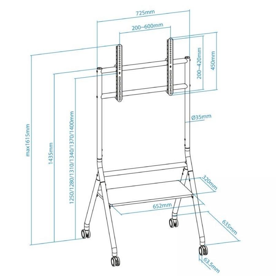 Soporte de Suelo con Ruedas Nivelable TooQ iDREAMS FS20206M-B para TV de 37-86'/ hasta 80kg