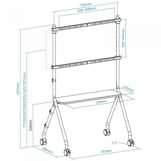 Soporte de Suelo con Ruedas TooQ iLOVE FS20207M-W para TV de 49-80'/ hasta 50kg