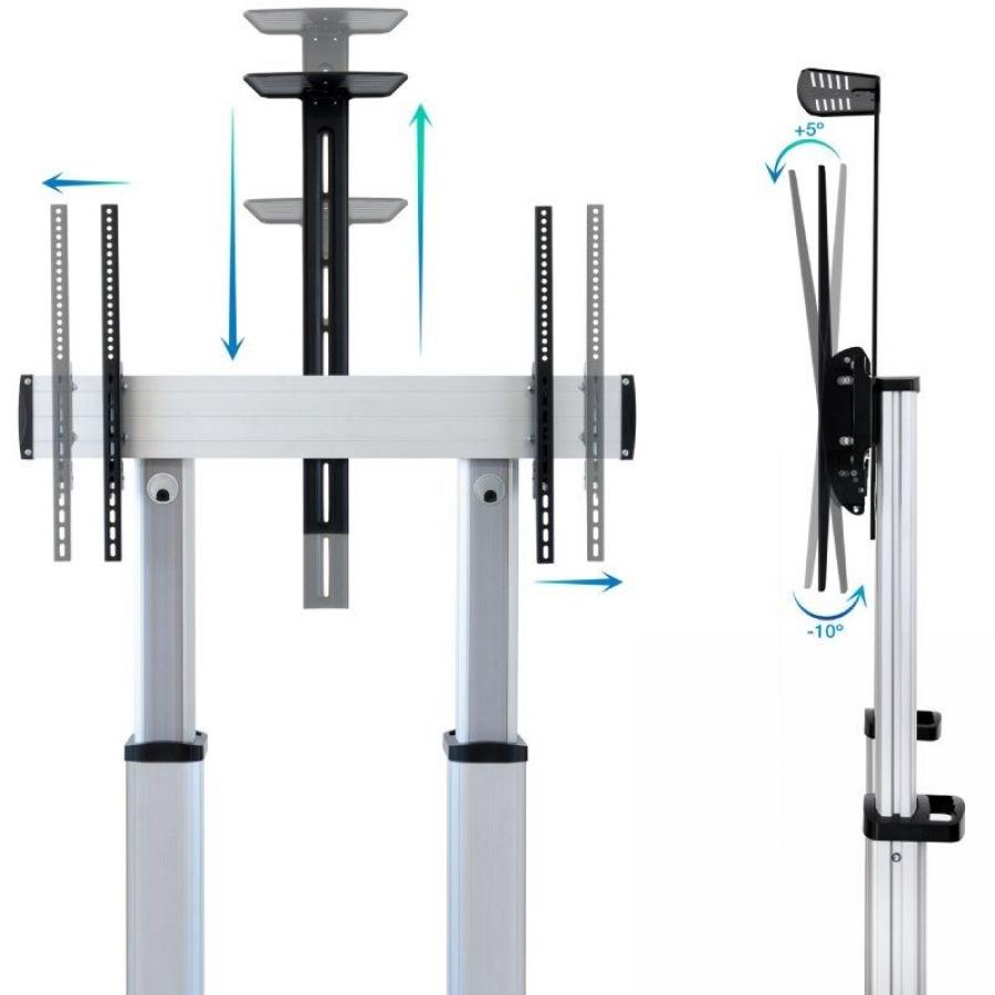 Soporte de Suelo Inclinable/ Ajustable con Ruedas TooQ FS20300M-B para TV de 60-100'/ hasta 100kg